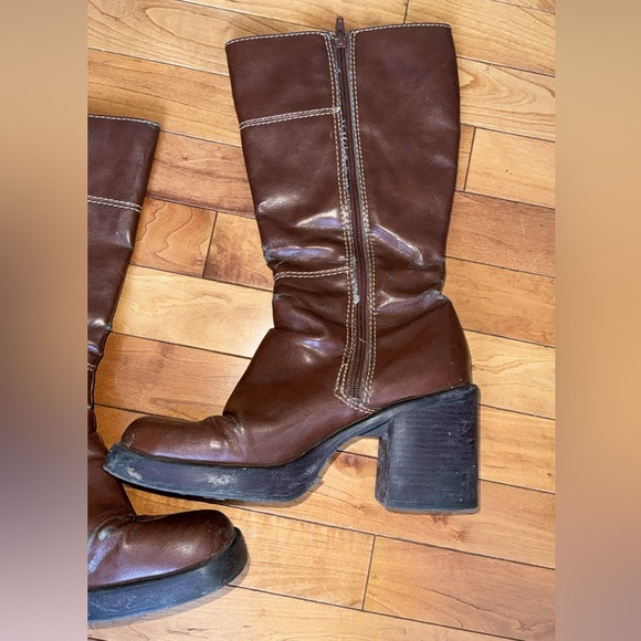 Vintage 90’s Lower East Side Faux Leather Chunky Corset Platform Boots - Picture 4 of 12